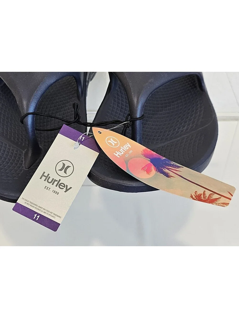 Hurley Men's Navy EVA Flip Flops Sandals Size 11 Lightweight Comfort New w/ Tags